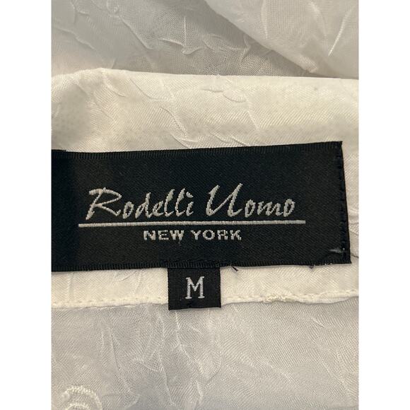 GUC Rodelli Uomo Vintage White Semi Sheer Men's Shirt Polyester/Rayon Size Med - Picture 3 of 5